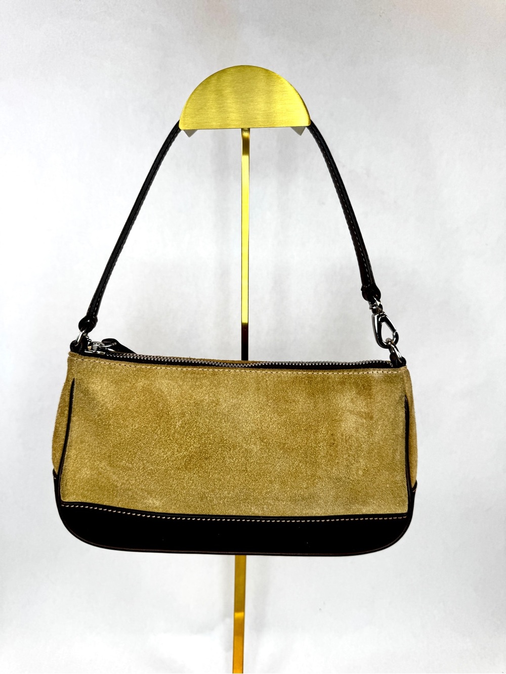 Vintage Coach Suede & Leather Shoulder Bag Style 7753 | Tan Split Suede - Picture 5 of 12